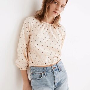 Madewell Gathered Puff-sleeve crop top